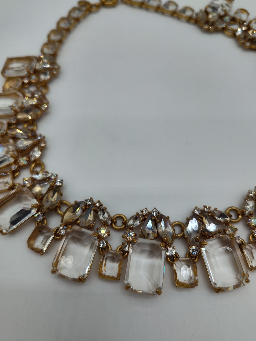 J CREW Crystal Statement Necklace Bracelet Set Gold Rhinestone Collar EUC - Picture 7 of 15